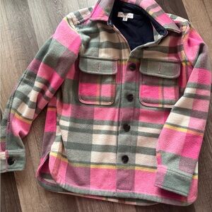 Women's Pink and Gray Plaid Jean Jacket